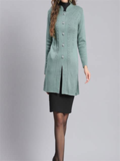 Buy Monte Carlo Self Design Mandarin Collar Longline Overcoat Coats