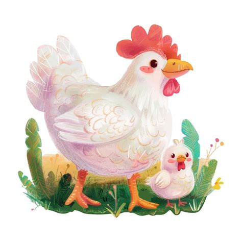 Premium Vector Hen With Chick Watercolor Illustration 16