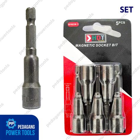 Jual HDT KUNCI ROOFING 8 X 65 MM MATA BOR SOCKET BIT NUT SETTER SET 5