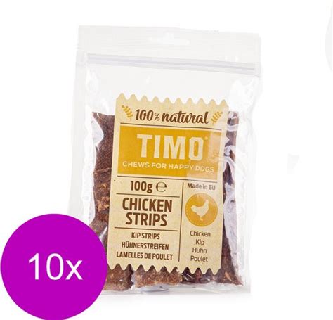 Timo Strips 100 G Hondensnacks 10 X Kip Bol