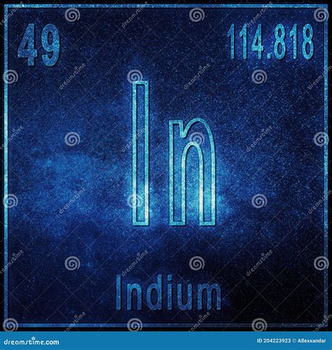 Indium Chemical Element Sign With Atomic Number And Atomic Weight