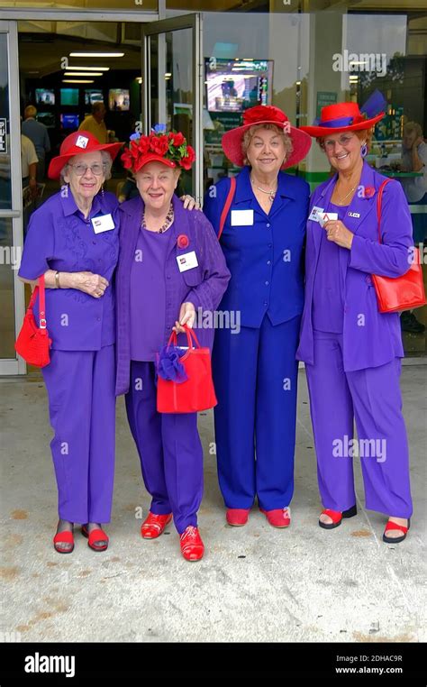 Red Hat Society Women Hi Res Stock Photography And Images Alamy