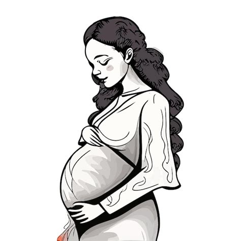 Premium Vector Pregnant Mother Illustration In Elegant Line Art Style