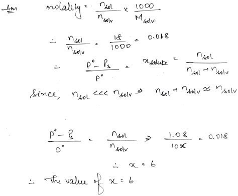 Lowering Of Vapour Pressure For 1 Molal Aqueous Solution Is 1 08 Mm Of