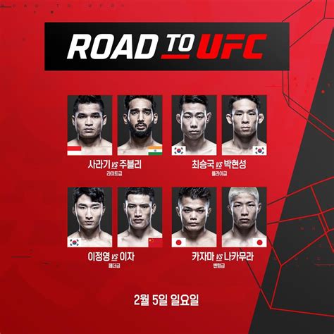 로드 투 Ufc 결승 2월 5일 개최한국 선수 3명 출전 연합뉴스