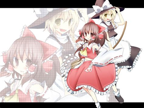 Girls Blonde Hair Bow Braids Brown Eyes Brown Hair Dress Hakurei Reimu