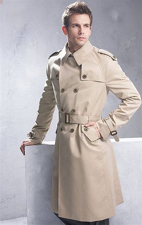 Men S Coat Trench Classic Double Breasted Long British Style Long