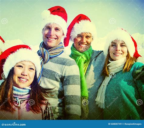 Christmas Vacation Cheerful Friends Bonding Concept Stock Image Image