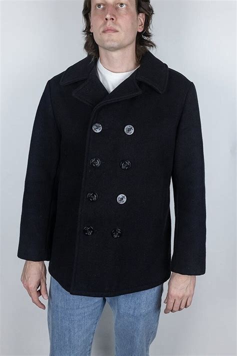 Schott Nyc N Melton Wool Pea Coat Jacket Gem