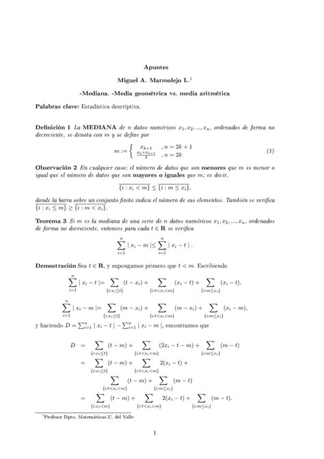 Apuntes Mediana Media geométrica vs media aritmética