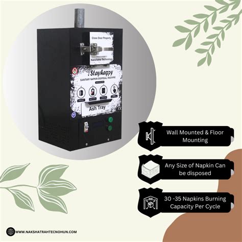 Automatic Sanitary Napkin Incinerator Black Nakshatra Technohub