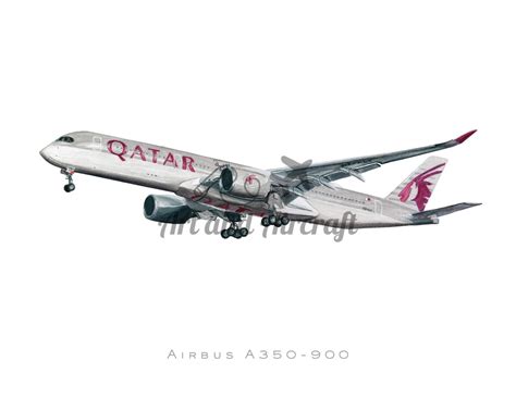 Qatar Airways Airbus A350 Drawing Art Print Etsy India