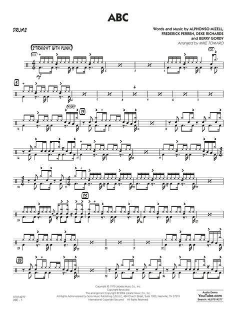 Abc Arr Mike Tomaro Drums By The Jackson Sheet Music For Jazz