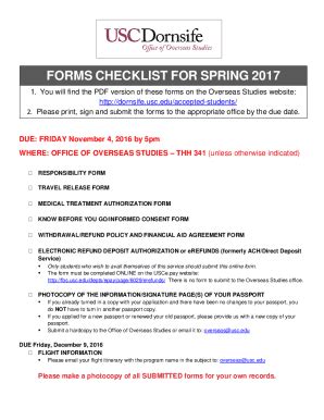 Fillable Online Dornsife Usc Checklist Application Packet Usc