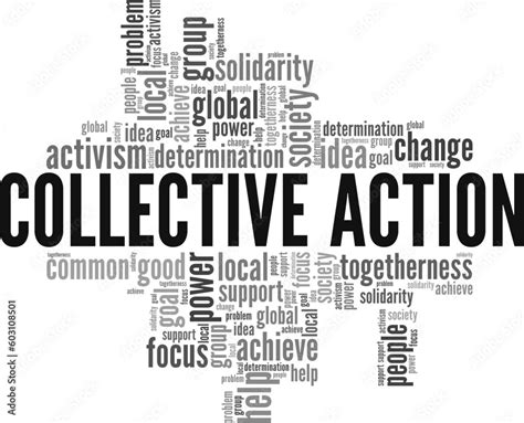 Collective Action Word Cloud Conceptual Design Isolated On White