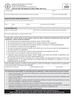 Fillable Online Dor Application For Manufactured Home Lien Title