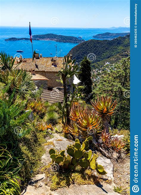 Panoramic View Of Azure Cost Of Mediterranean Sea Seen From Exotic