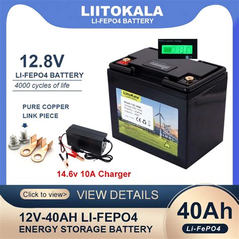 LiitoKala Bater A LiFePO4 Con BMS 12v 12 8 V 40Ah Bater As De Litio