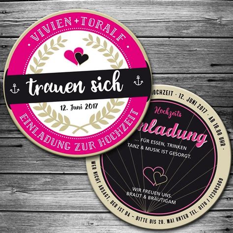 Hochzeit Einladung Als Bierdeckel St Ck Individualisierbar Braut