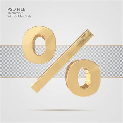 Premium Psd 3d Percent With Golden Style Render Luxury