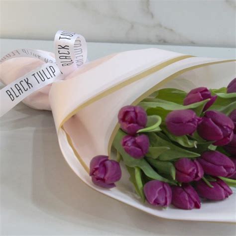 15 Purple Tulips Bouquet - Black Tulip Flowers WLL