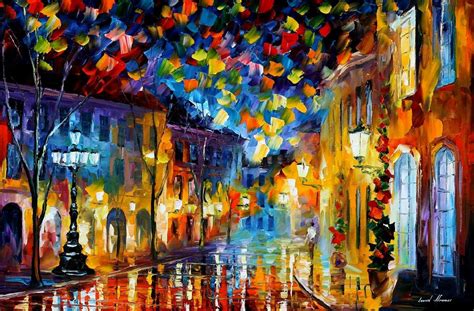 OLD PART OF TOWN — PALETTE KNIFE Oil Painting On Canvas By Leonid Afremov - Size 36"x24"