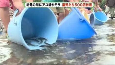 「元気に育って」園児がアユを放流 釣り解禁の静岡・島田市の川で漁協と