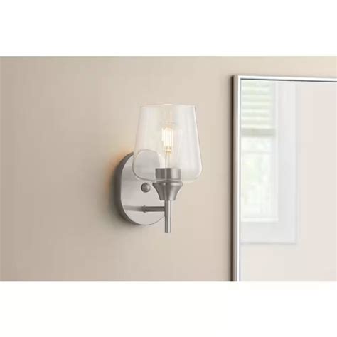 Hampton Bay Pavlen 5 5 In 1 Light Brushed Nickel Sconce With Clear Glass Shade