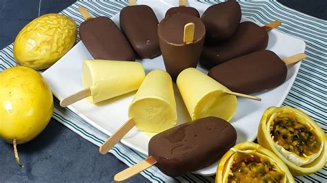 Helados CREMOSOS De MARACUYA Con Cobertura De CHOCOLATE Paletas De