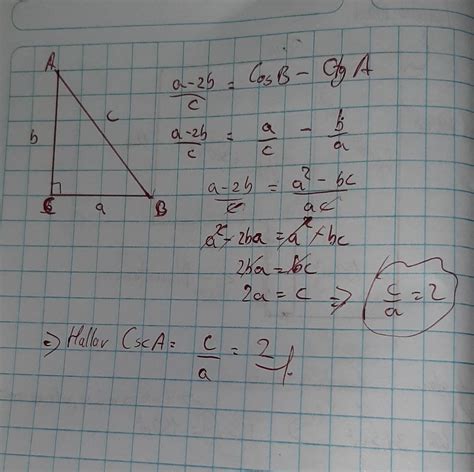 En un triángulo rectángulo ABC recto en c se verifica a 2b c CosB