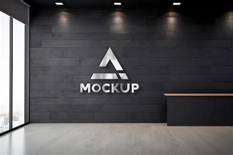 Premium Psd Black Wall Logo Mockup