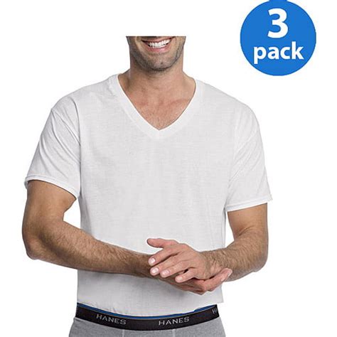 Hanes Men S 3 Pack Comfortblend White V Neck T Shirt