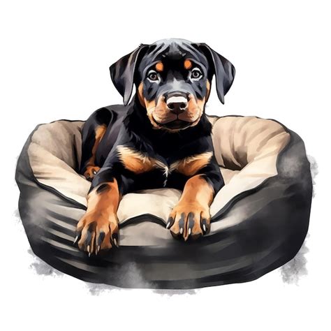 Linda Ilustraci N De Raza De Perro Rottweiler Acuarela Foto Premium