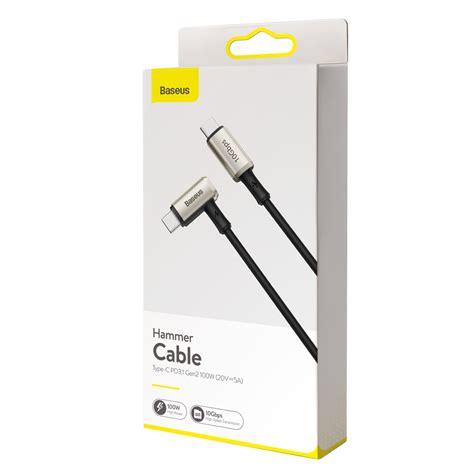 Baseus Hammer Vinklad Usb C Kabel Pd31 100w 5a 15m Svart