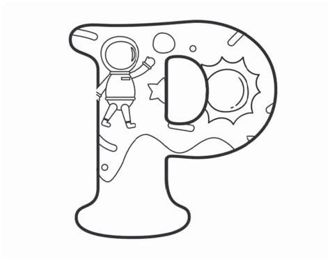 Printable Bubble Letters Outer Space Letter P