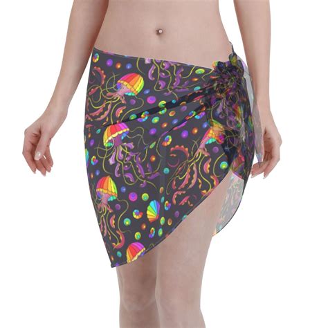 Adobk Rainbow Jellyfishes Swimsuit Coverups For Women Beach Bikini