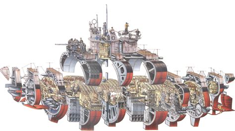 Type VII U-boat Submarine Cutaway Drawing in High quality