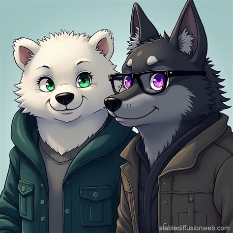 Fat Man and Wolf in Polar Bear Attire | Stable Diffusion Online