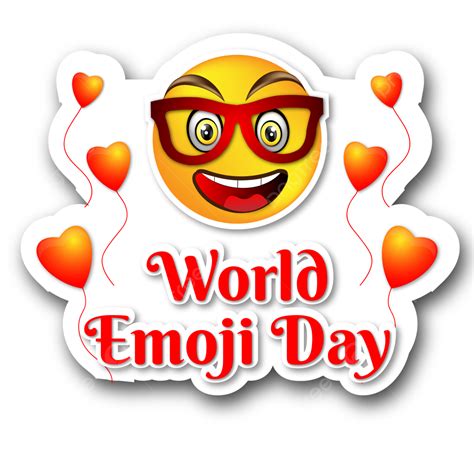 Gambar Desain Poster Hari Emoji Dunia Dengan Emoticon Dan Balon Berbentuk Hati Hari Emoji Dunia