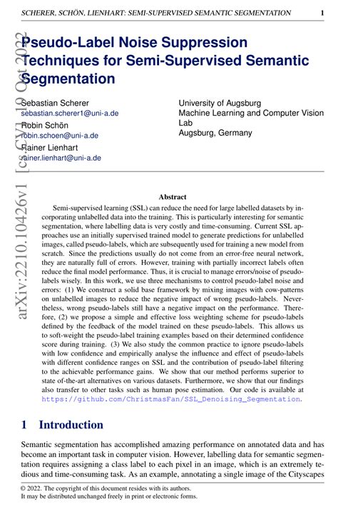 (PDF) Pseudo-Label Noise Suppression Techniques for Semi-Supervised Semantic Segmentation