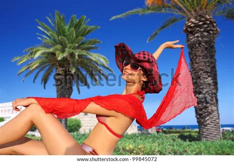 Sexy Woman Bikini Palm Tree Summer Stock Photo Shutterstock