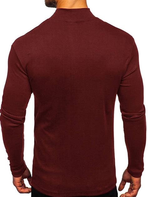 Men Solid Mock Neck Tee Shein Usa