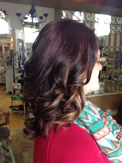 Dark Mahogany Hair And Blonde Accent Highlights Dark Mahogany Hair