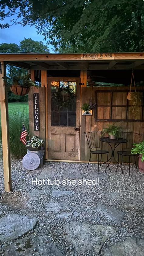 Hot tub she shed! | Outdoor sheds, Dream cottage, She sheds