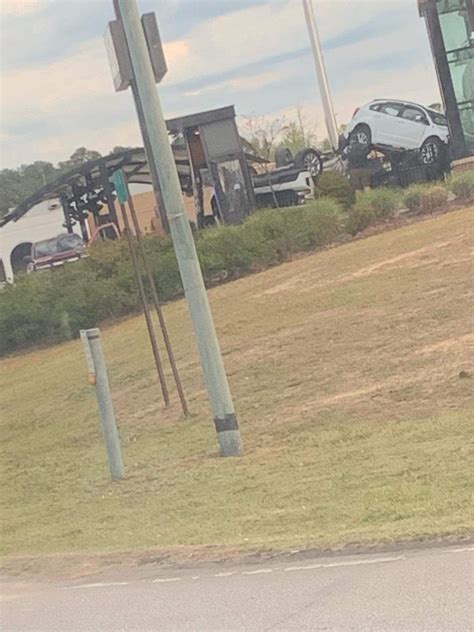 What A Mess After Car Goes Airborne Hits Pickup In Chick Fil A Drive