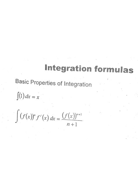 SOLUTION: All integrals formulas and basic properties of integrals ...