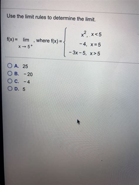 Solved Use The Limit Rules To Determine The Limit F X Lim