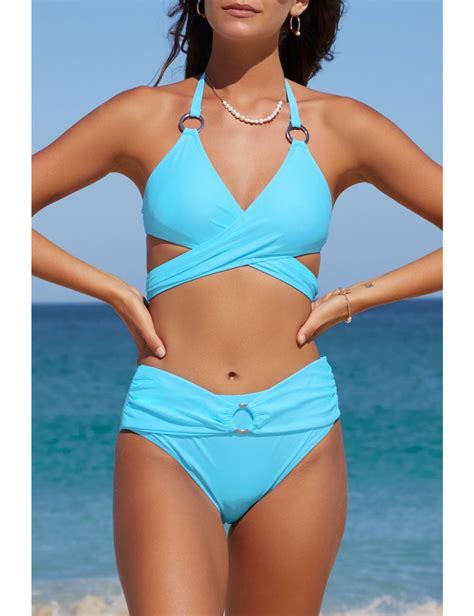 Briar Thorn Halter Neck Criss Cross High Waist Bikini Set Rockmans