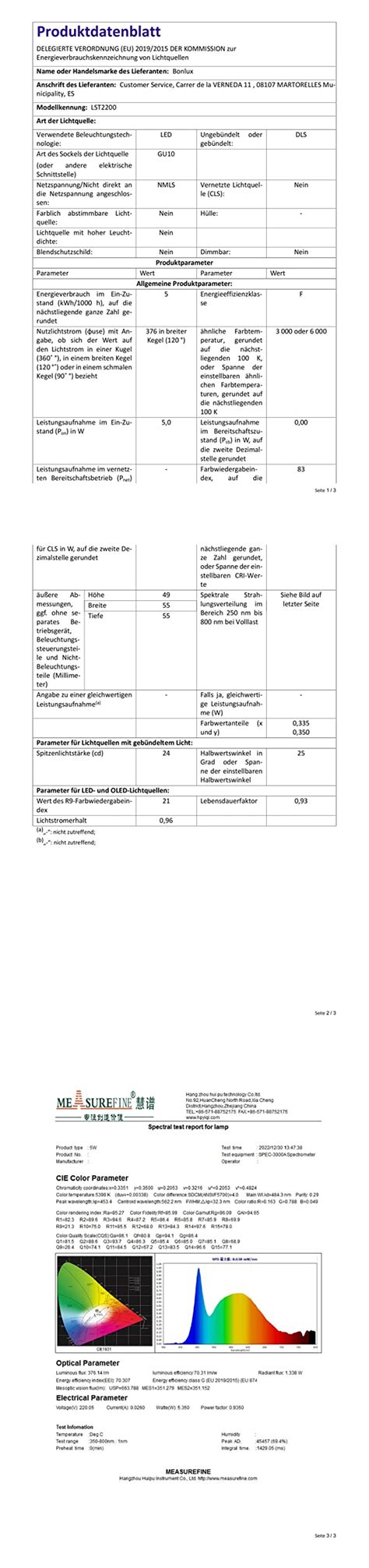 Bonlux GU10 Dimmbar LED Reflektorlampen 5W kaltweiß 6000k MR16 GU10