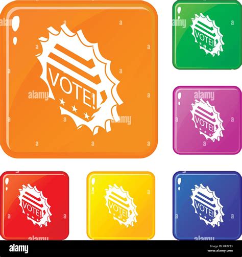 Vote Emblem Icons Set Vector Color Stock Vector Image And Art Alamy